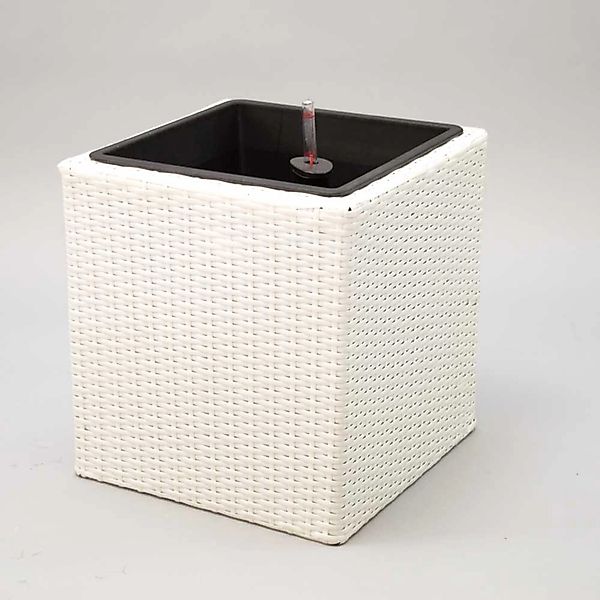 Elegant Einrichten Pflanzkübel Polyrattan Quadratisch 38x38x40cm Weiß günstig online kaufen