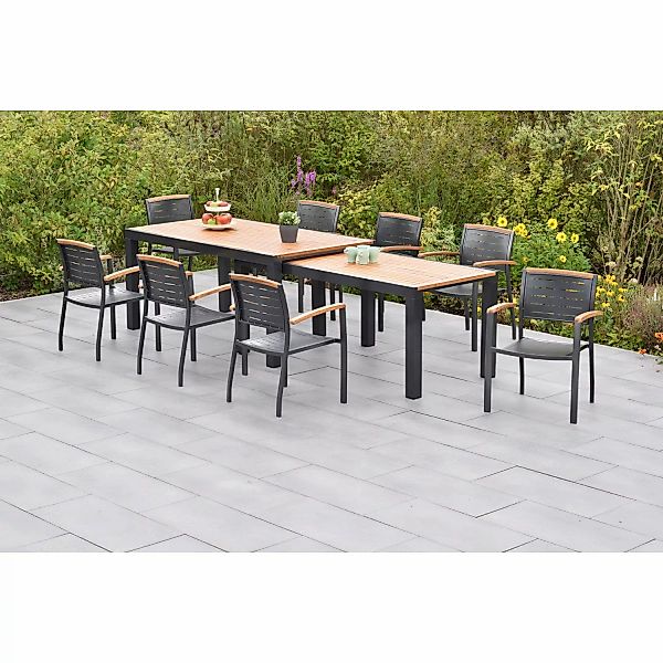 Merxx Tinos Set 9-tlg. mit Flex-Gartentisch Ausziehbar 180/360 x 100 cm günstig online kaufen