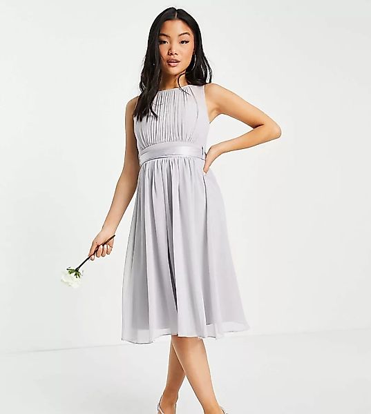 Little Mistress Petite – Bridesmaid – SSkater-Kleid in Grau günstig online kaufen