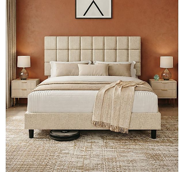 Furnify Polsterbett NORDVIK 140 x 200 cm Bettgestell, Modernes Bett mit Mat günstig online kaufen