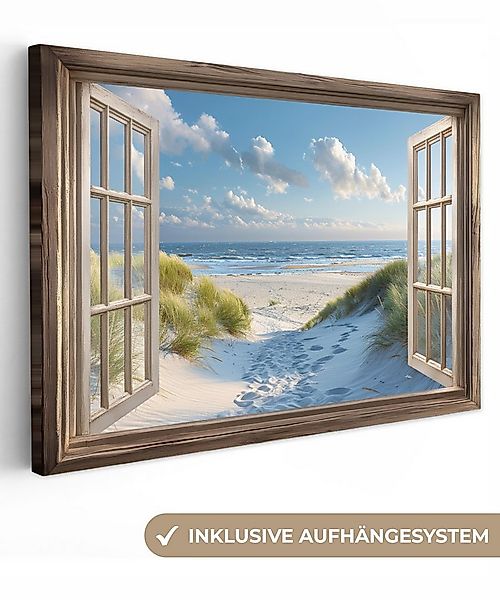 OneMillionCanvasses® Leinwandbild Aussicht - Strand - Fenster - Dünen - Mee günstig online kaufen