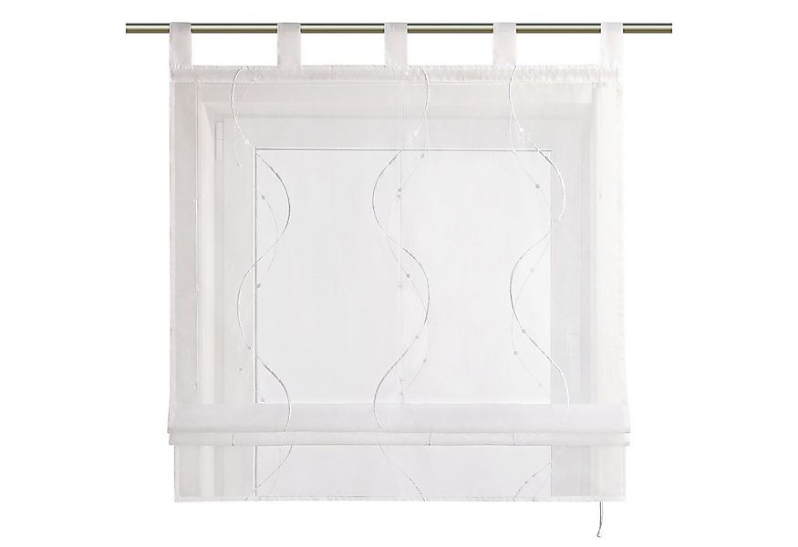 Joyswahl Raffrollo, mit Schlaufen, Ösenrollo Modern Bestickt für Küche Wohn günstig online kaufen