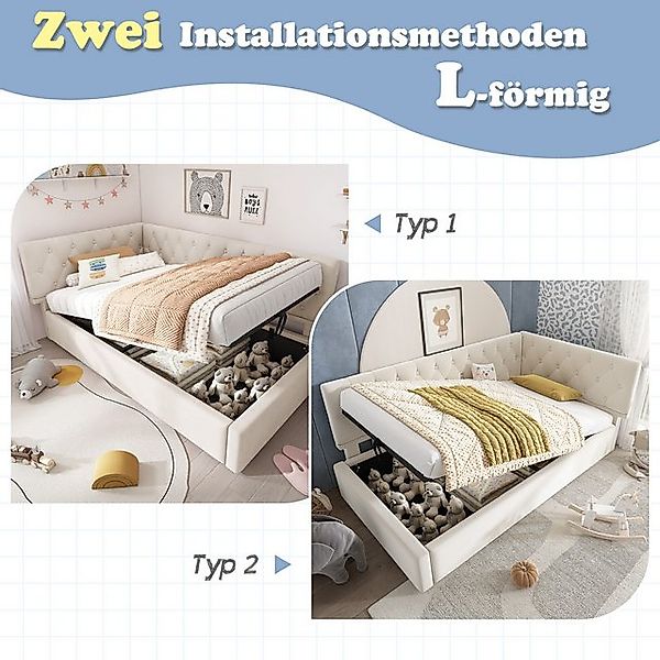 Flieks Polsterbett, Kinderbett Daybett 90x200cm Schlafsofa mit hydraulische günstig online kaufen