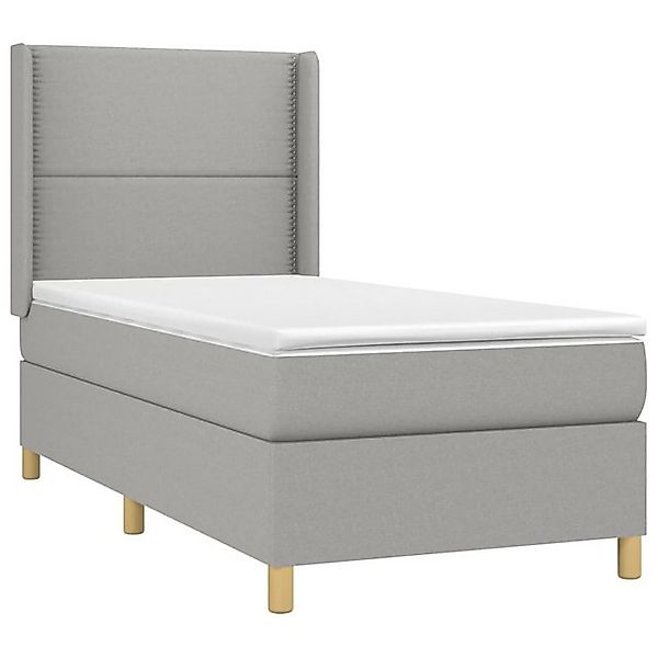vidaXL Bett Boxspringbett mit Matratze & LED Hellgrau 90x190 cm Stoff günstig online kaufen