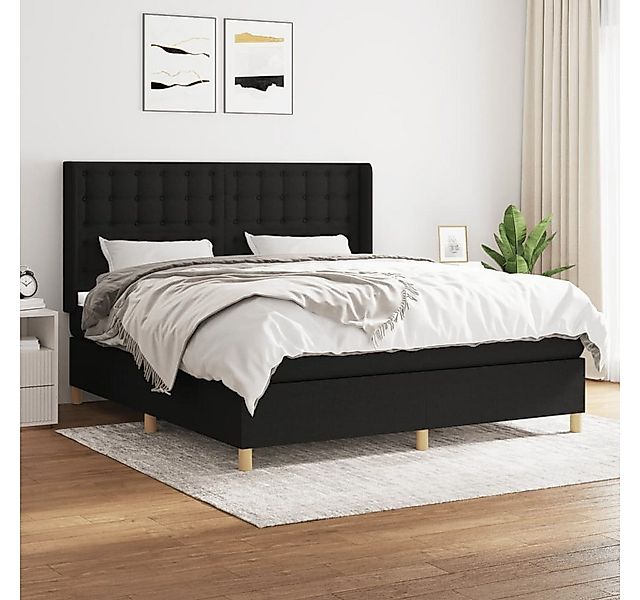 vidaXL Boxspringbett Boxspringbett mit Matratze Schwarz 180x200 cm Stoff Be günstig online kaufen