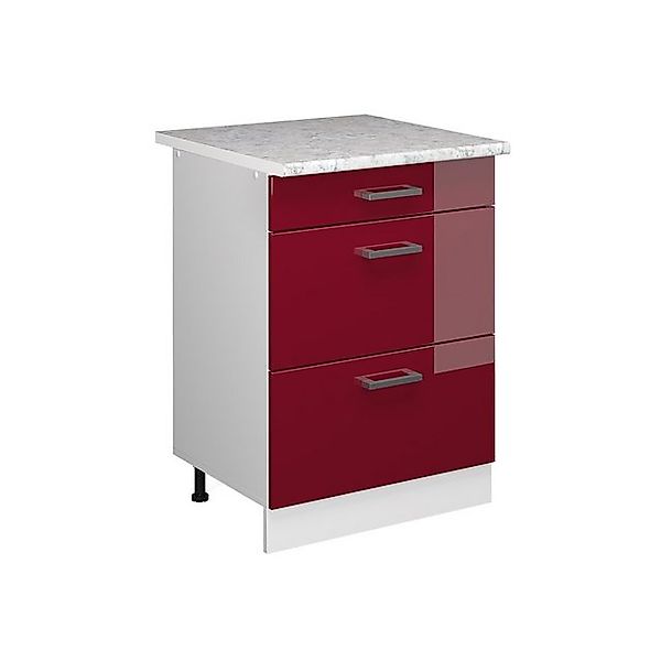 Vicco Schranksystem R-Line, Bordeaux Hochglanz/Weiß, 60 cm mit Schubladen günstig online kaufen