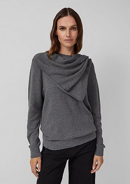 s.Oliver Longpullover Strickpullover Pullover mit fixiertem Schal günstig online kaufen