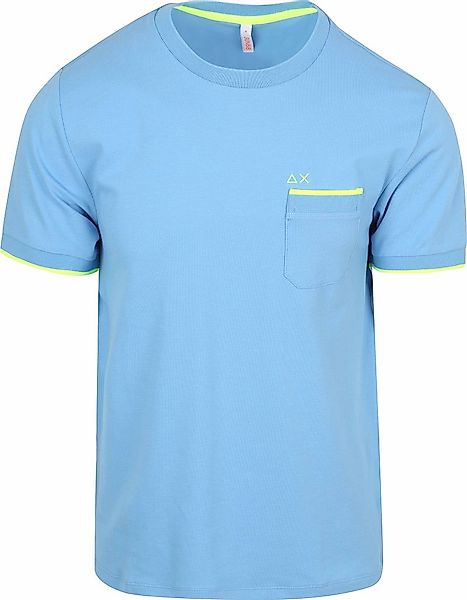 Sun68 Piqué T-Shirt Fluo Stripe Hellblau - Größe L günstig online kaufen