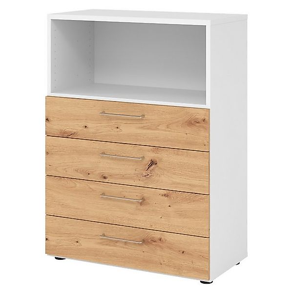 bümö Aktenschrank smart Schubladen Kombi - 4 Schübe Dekor: Weiß/Asteiche günstig online kaufen