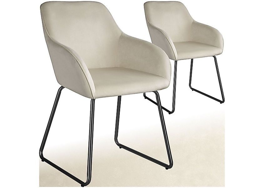 tectake Esszimmerstuhl Küchenstuhl Jeane, Samtoptik, Kufengestell (Set, 2 S günstig online kaufen