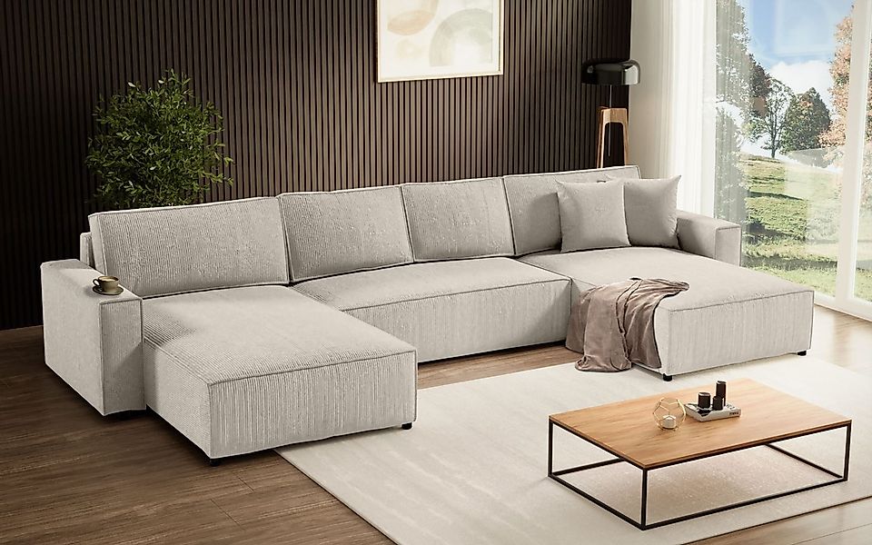 Beautysofa Ecksofa U-Form Parys, mit Schlaffunktion, günstig online kaufen