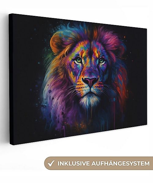 OneMillionCanvasses® Leinwandbild Löwenkopf - Leuchtend bunt - Abstrakt, Fo günstig online kaufen