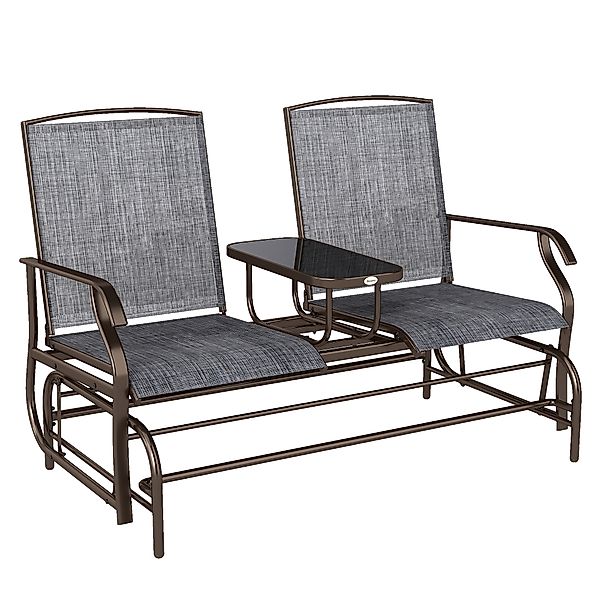 Outsunny Gartenbank Schaukelstuhl 2-Sitzer mit Tisch, Sitzbank Schaukelbank günstig online kaufen