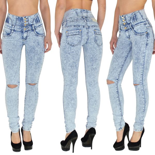ESRA Skinny-fit-Jeans J22 Risse High Waist günstig online kaufen