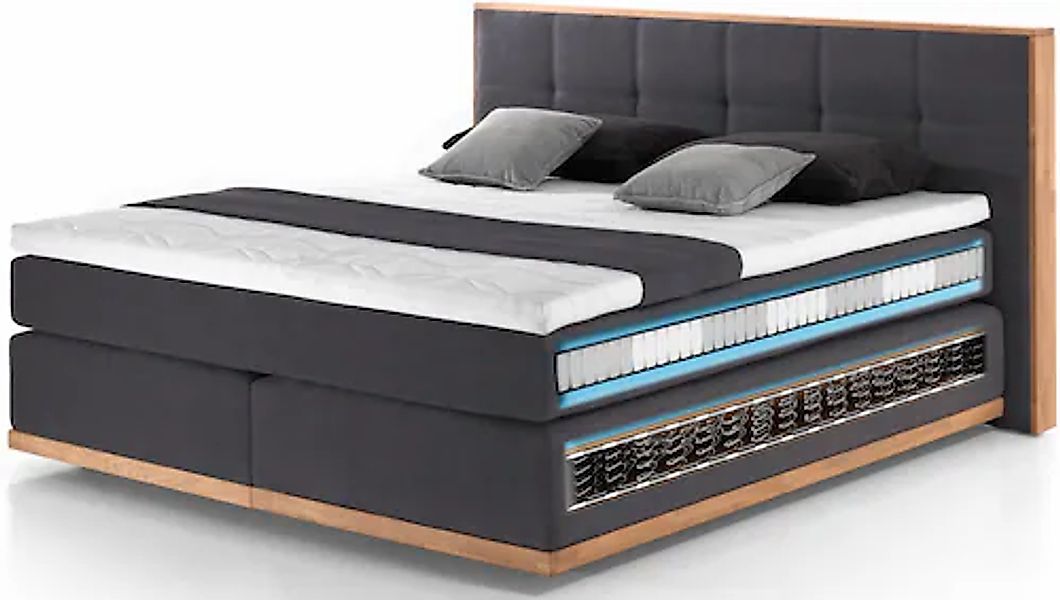 PLACES OF STYLE Boxspringbett »Vinton« aus Eiche, mit LED-Beleuchtung, vers günstig online kaufen