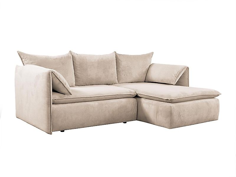 Ecksofa mit Schlaffunktion - Ecke Rechts - Cord - Beige - TEODORA günstig online kaufen