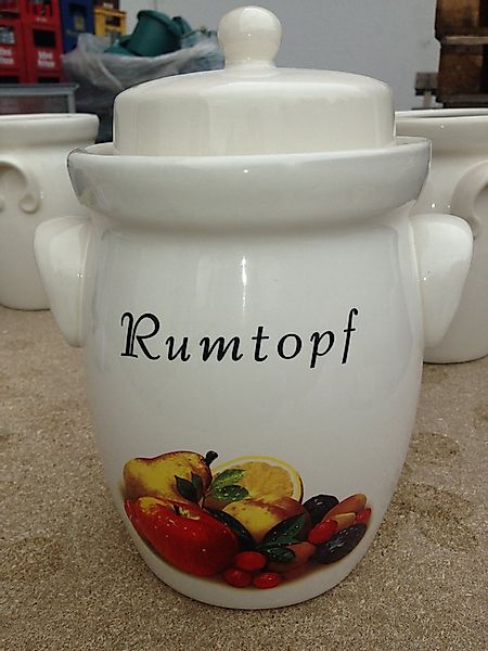 MS-Steinzeug Aufbewahrungsdose Rumtopf mit Dekor und Wasserrinne günstig online kaufen