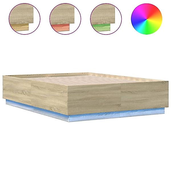 vidaXL Bettgestell mit LED Sonoma-Eiche 140x190 cm Holzwerkstoff 3209641 günstig online kaufen