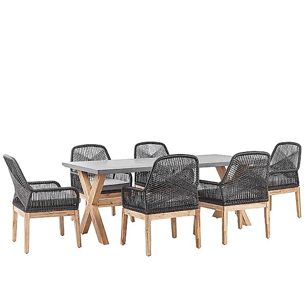 Beliani Gartentisch Set OLBIA Hellgrau 100x200x89 günstig online kaufen