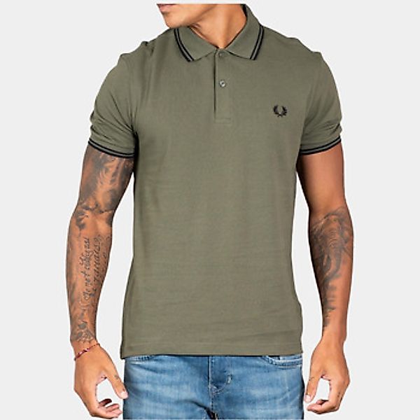 Fred Perry  Poloshirt Twin tipped polo - laurel wreath green black günstig online kaufen