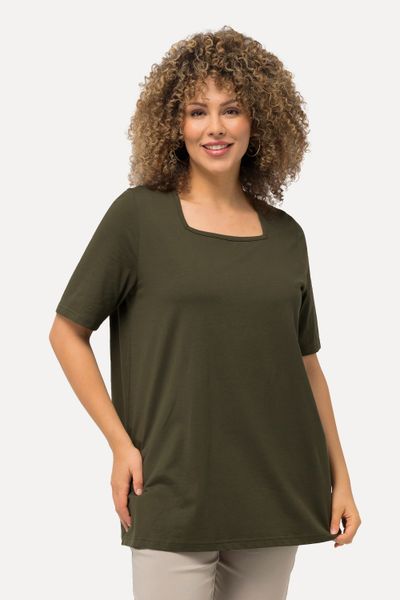 Ulla Popken T-Shirt T-Shirt A-Linie Carré-Ausschnitt günstig online kaufen