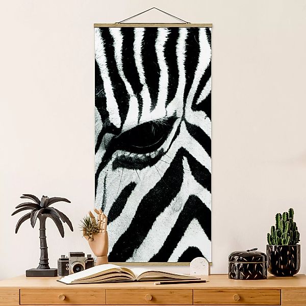 Stoffbild Tiere mit Posterleisten - Hochformat Zebra Crossing No.3 günstig online kaufen
