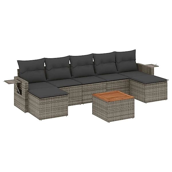 vidaXL 8-Tlg Garten-Sofagarnitur mit Kissen Grau Poly Rattan 3224695 günstig online kaufen