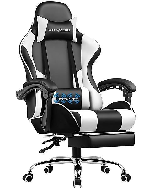 GTPLAYER Gaming-Stuhl mit Fußstütze und Massage-Lendenkissen günstig online kaufen