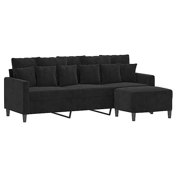 vidaXL 3-Sitzer-Sofa mit Hocker Schwarz 180 cm Samt 3201112 günstig online kaufen