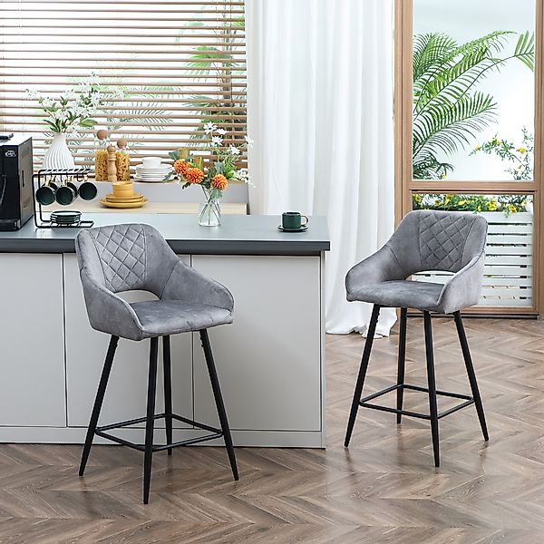 HOMCOM 2er-Set Barhocker, Barstühle, Bistrohocker mit Fußstütze, Küchenstuh günstig online kaufen