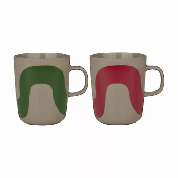 Becher Seireeni keramik rot grün / 25 cl - 2er-Set - Marimekko - Grün günstig online kaufen