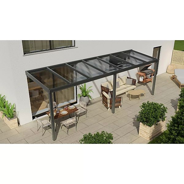 Terrassenüberdachung Professional 700 cm x 350 cm Anthrazit Struktur PC Kla günstig online kaufen
