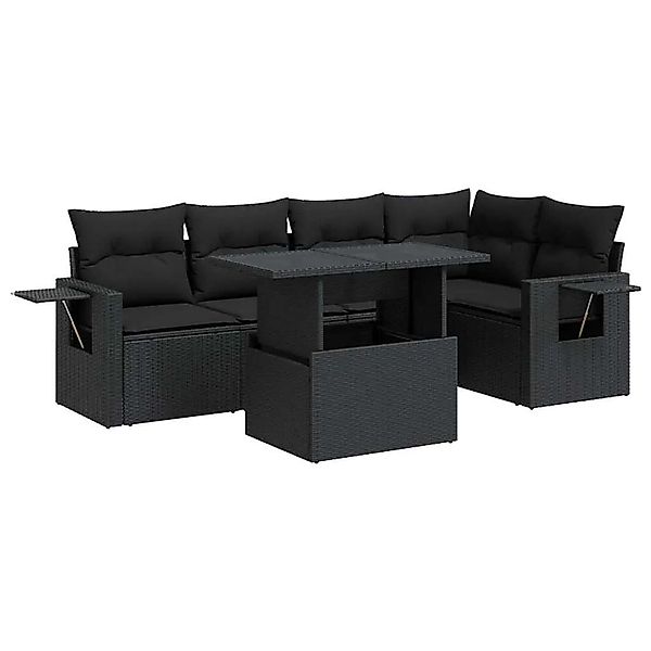 vidaXL 6-Tlg Garten-Sofagarnitur mit Kissen Schwarz Poly Rattan 3326476 günstig online kaufen