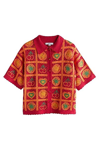 Next Hemdbluse Co-Ord Kurzarmhemd mit Häkel- und Strickdetails (1-tlg) günstig online kaufen