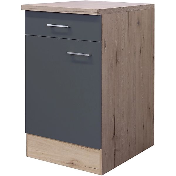 Flex-Well Exclusiv Küchen-Unterschrank Morena 50cm Basaltgrau-San Remo Eich günstig online kaufen