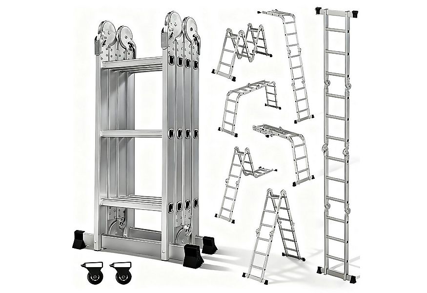 OUTIGO Vielzweckleiter Aluminium Multifunktionsleiter 4x3 Stufen, 3,5M Läng günstig online kaufen