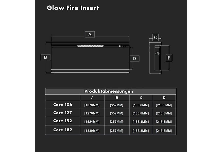 GLOW FIRE Elektrokamin Insert Wandkamin mit 3D Feuer und Heizung (Thermosta günstig online kaufen