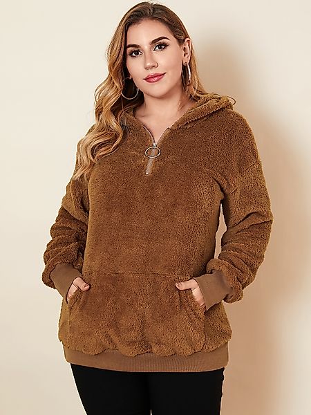 YOINS Plus Größe Pullover Kapuzen Design Taschen Design Langarm Sweatshirt günstig online kaufen