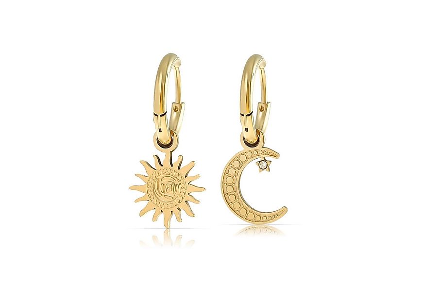 Made by Nami Ohrring-Set Gold Hängend mit Sonne & Mond Anhänger aus Chirugi günstig online kaufen