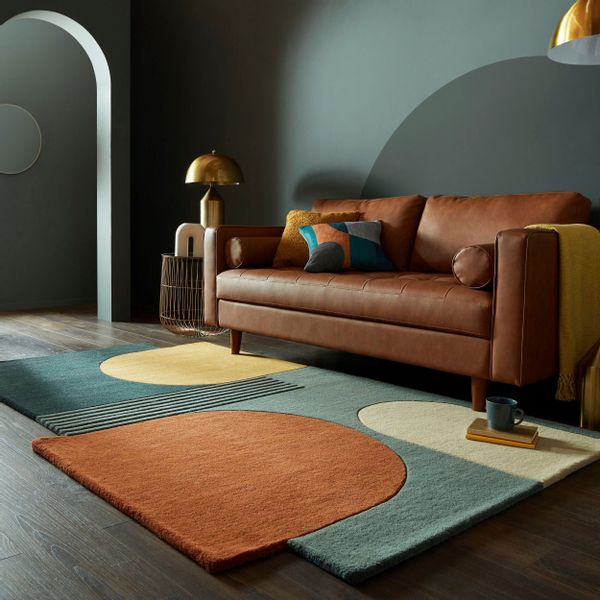FLAIR RUGS Wollteppich "Lozenge mit abstraktem Retro-Design" rechteckig 10 günstig online kaufen