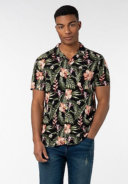 Urban Surface Kurzarmhemd Herren Freizeithemd Allover-Print Tropical Flower günstig online kaufen