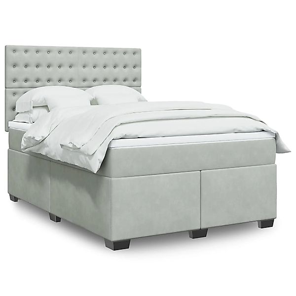 vidaXL Boxspringbett mit Matratze Hellgrau 140x190 cm Samt 3293218 günstig online kaufen