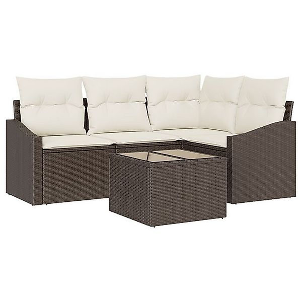 vidaXL Loungesofa 4-teilige Gartentischgruppe mit Kissen Grau Poly Rattan, günstig online kaufen