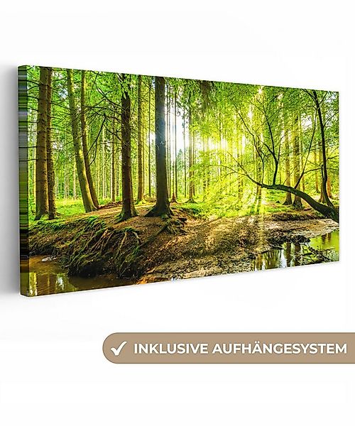 OneMillionCanvasses® Leinwandbild Panorama Wald - Landschaft - Wasser - Bäu günstig online kaufen