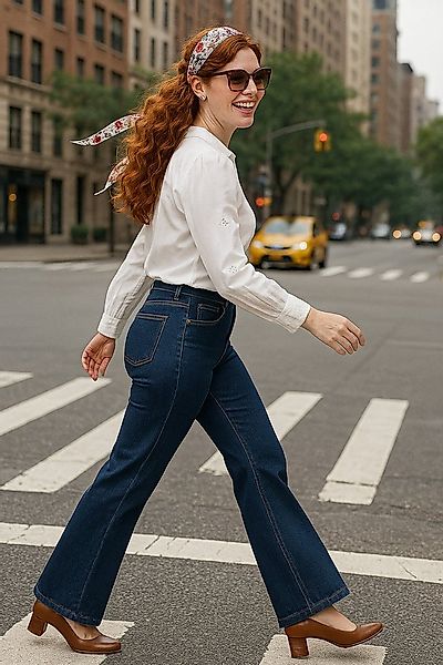 OriginalYou High-waist-Jeans Damen Flared Jeans Stretchjeans mit Hochbund 5 günstig online kaufen