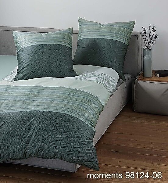 Janine Janine Mako-Satin Bettwäsche moments 98124 grün Größe:  240x220 cm + günstig online kaufen