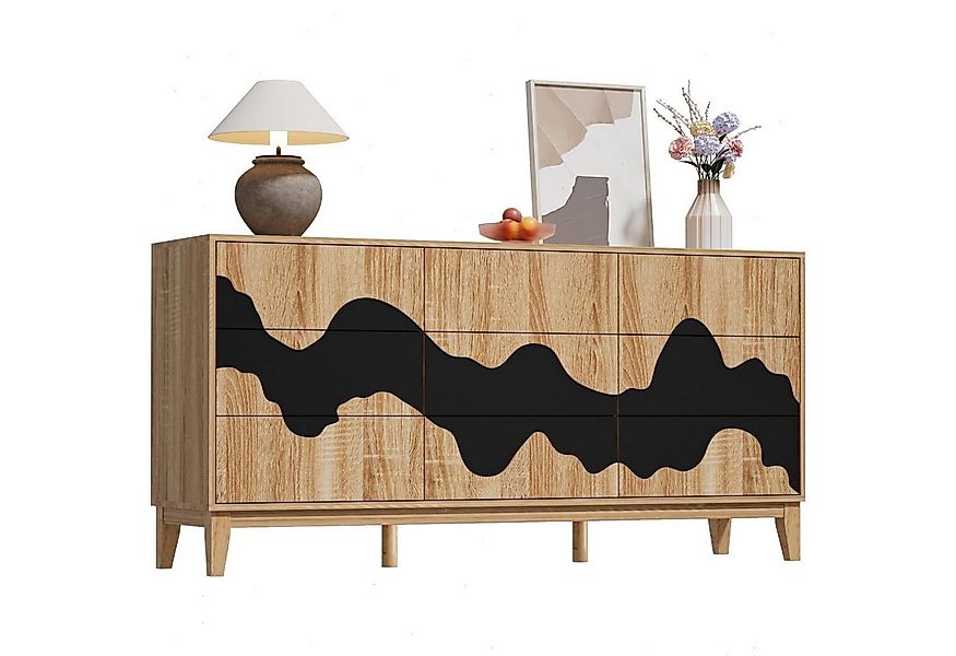 UEV Sideboard mit 9 Schubladen, Modern Kommode mit Wellenmuster (Packung, S günstig online kaufen
