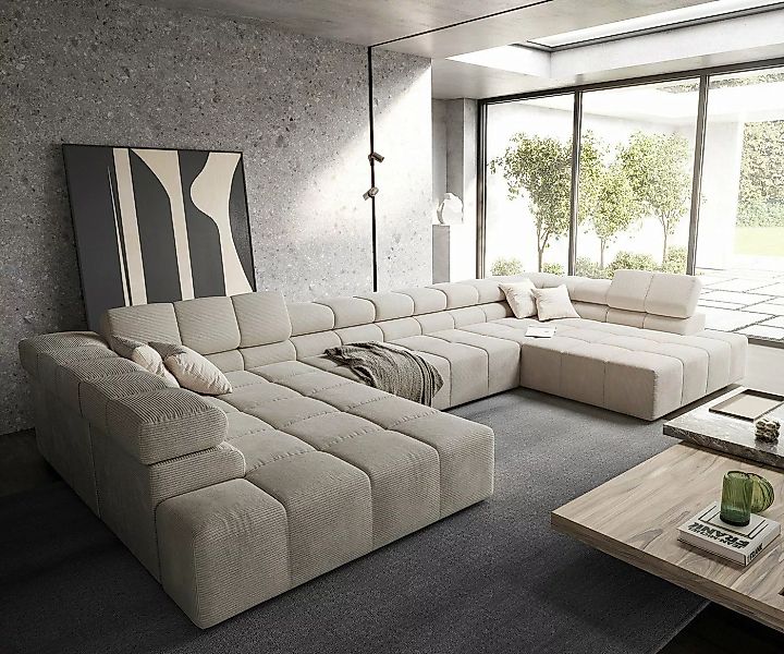 DELIFE Wohnlandschaft Phia, Cord Beige 430x220 cm Sofa günstig online kaufen