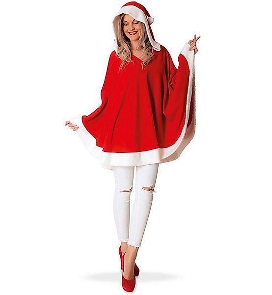 Fries Kostüm Damen Poncho Nikolaus Weihnachtsfrau Nikoline mit Kapuze Einhe günstig online kaufen