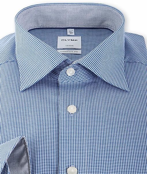 OLYMP Luxor Bügelfrei Hemd Blau Karo Comfort Fit - Größe 48 günstig online kaufen